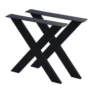 Set stalen zwarte X tafelpoten 72 cm (koker 10 x 4) ~ Spinze.nl