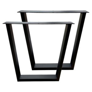 Set zwarte stalen trapezium tafelpoten met plaat 72 cm (koker 10 x 4) ~ Spinze.nl