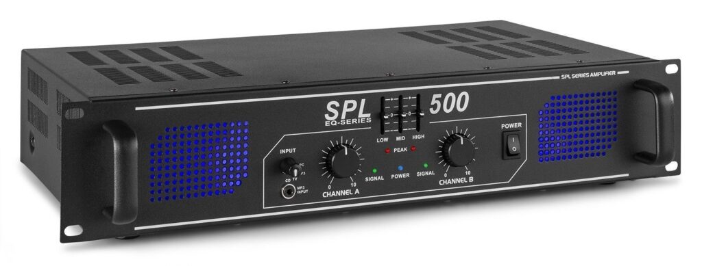 SkyTec 2 x 250W DJ PA versterker SPL500 met EQ ~ Spinze.nl