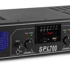 SkyTec 2 x 350W DJ PA versterker SPL700MP3 met USB MP3 speler ~ Spinze.nl