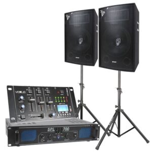 SkyTec Complete 700W DJ Bluetooth Geluidsinstallatie met Standaards ~ Spinze.nl