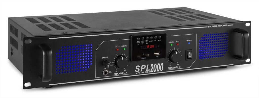 SkyTec SPL2000MP3 DJ PA versterker 2 x 1000W met USB MP3 speler ~ Spinze.nl