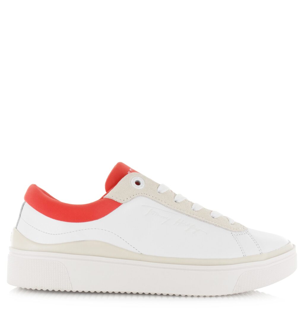 TOMMY HILFIGER Eleveted cupsole Wit Leer Lage sneakers Dames ~ Spinze.nl
