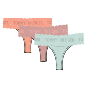 Tommy Hilfiger 3-pack dames strings lace - roze/groen ~ Spinze.nl
