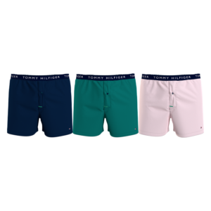 Tommy Hilfiger 3-pack woven boxershorts desert sky/green/pale pink ~ Spinze.nl