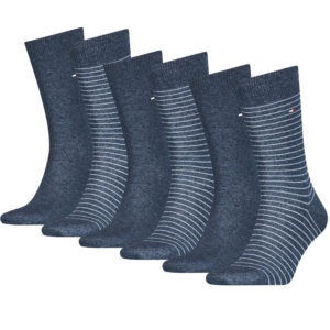 Tommy Hilfiger Sokken Heren 6-pack Small Stripe Jeans-39/42 ~ Spinze.nl