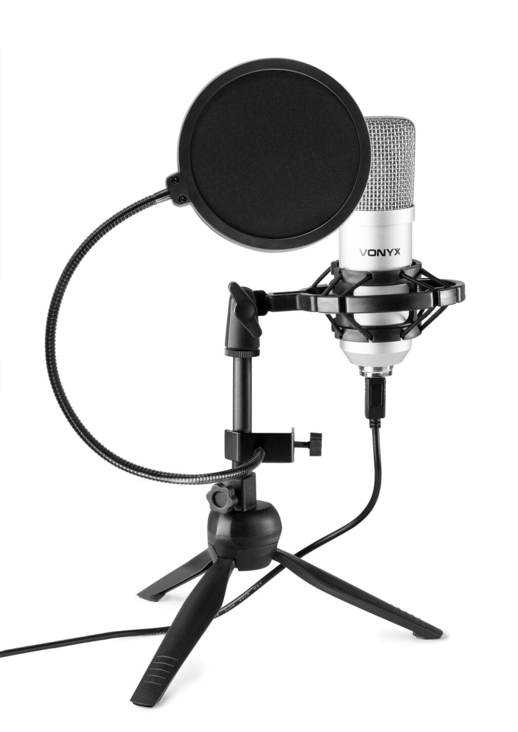 Vonyx CM300S USB studio microfoon met popfilter - Titanium ~ Spinze.nl
