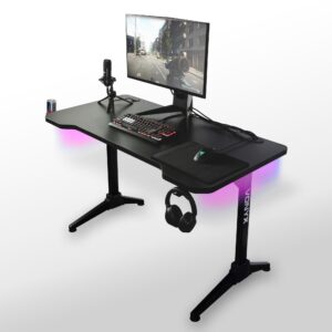 Vonyx DB20 gaming bureau met LED verlichting - 120cm - Zwart ~ Spinze.nl
