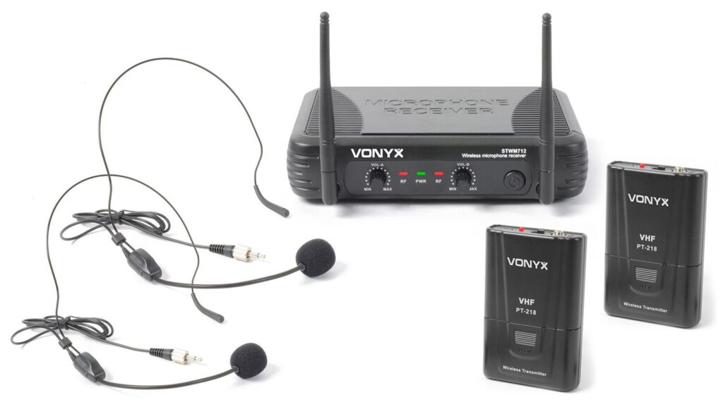 Vonyx Headset draadloos microfoonsysteem 2-kanaals VHF STWM712H ~ Spinze.nl