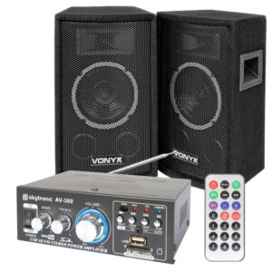 Vonyx SL6 geluidsbox met AV-360 versterker en kabels ~ Spinze.nl
