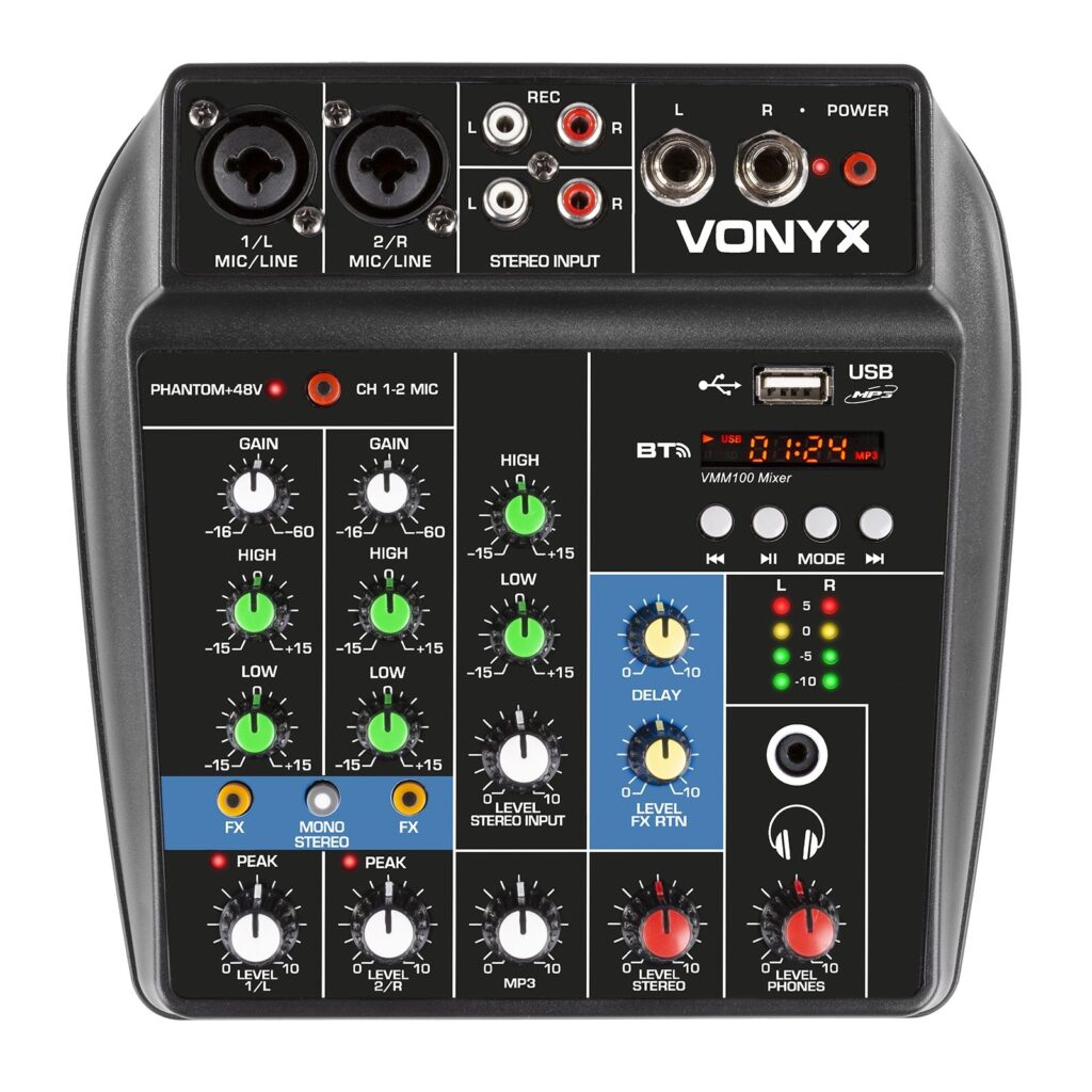 Vonyx VMM100 4-kanaals mengpaneel met Bluetooth & USB mp3 speler ~ Spinze.nl