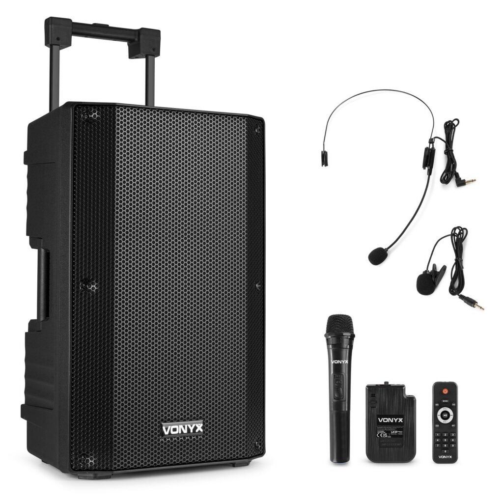 Vonyx VSA500-BP portable speaker met Bluetooth en draadloze microfoon ~ Spinze.nl