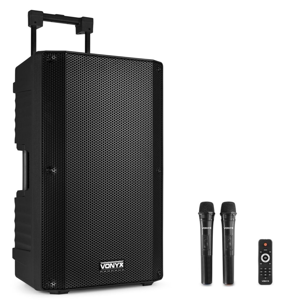Vonyx VSA700 ABS 15" portable speaker met Bluetooth en 2x draadloze ~ Spinze.nl