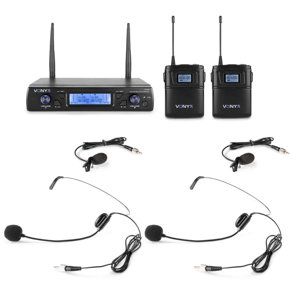 Vonyx WM62B dubbele draadloze headset microfoon UHF - 16 kanaals ~ Spinze.nl