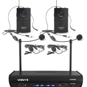 Vonyx WM82 draadloze microfoonset met twee UHF bodypacks en headsets ~ Spinze.nl