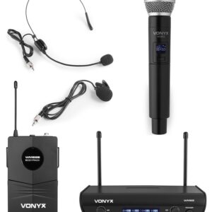 Vonyx WM82C draadloze UHF microfoonset met handmicrofoon en headset ~ Spinze.nl