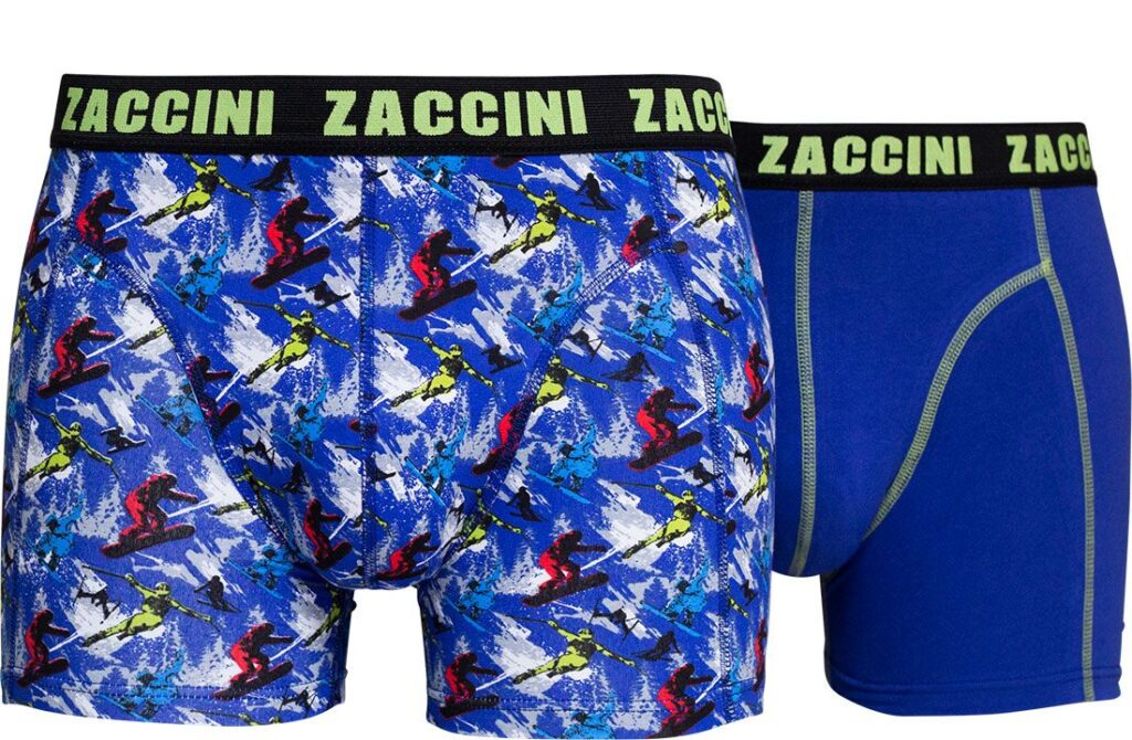 Zaccini 2-pack boxershorts snowboard - blauw ~ Spinze.nl