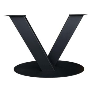 Zwarte stalen gekruiste V tafelonderstel met ovale plaat 73 cm (koker 20 x 10) ~ Spinze.nl