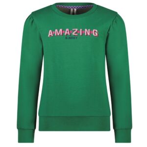 B.Nosy Meisjes sweater - Elise - Emerald groen ~ Spinze.nl