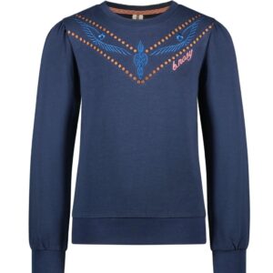 B.Nosy Meisjes sweater - Vieve - Navy blauw ~ Spinze.nl