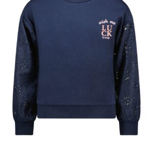 B.Nosy Meisjes sweater kant - Navy blauw ~ Spinze.nl