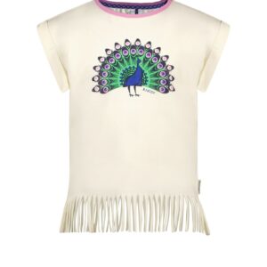 B.Nosy Meisjes t-shirt met franjes - Cotton ~ Spinze.nl