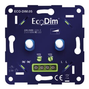 Ecodim EcoDim ECO-DIM.05 led duo dimmer fase afsnijding 2x100W maximaal ~ Spinze.nl