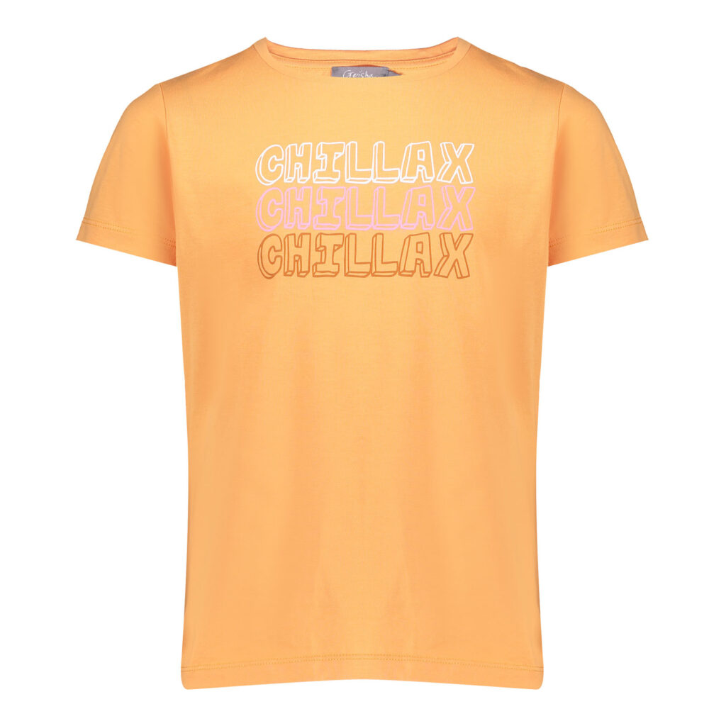 Geisha Meisjes t-shirt 'chillax' - Licht oranje ~ Spinze.nl