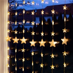 Goobay Lichtgordijn met sterren voor buiten - 80 LEDs - Warm wit - 1 meter - Kerstverlichting ~ Spinze.nl