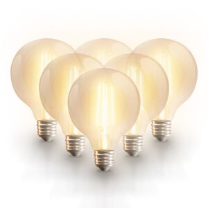 HOFTRONIC SMART 6x Smart E27 LED filament lamp - G95 - Wifi & Bluetooth - 806lm - 7 Watt - Warm wit tot koud wit ~ Spinze.nl