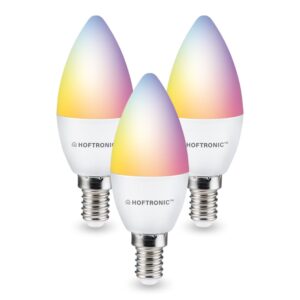HOFTRONIC SMART Set van 3 E14 SMART LED Lamp RGBWW Wifi & Bluetooth 5.5 Watt 470lm C37 Dimbaar via App ~ Spinze.nl