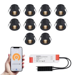 HOFTRONIC™ 10x Betty zwarte Smart LED Inbouwspots complete set - Wifi & Bluetooth - 12V - 3 Watt - 2700K warm wit ~ Spinze.nl