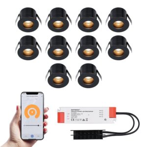 HOFTRONIC™ 10x Olivia zwarte Smart LED Inbouwspots complete set - Wifi & Bluetooth - 12V - 3 Watt - 2700K warm wit ~ Spinze.nl