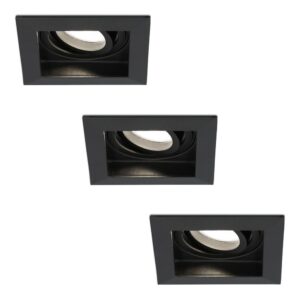 HOFTRONIC™ 3x Durham dimbare LED inbouwspots - Kantelbaar - Vierkant - Verzonken - Zwart - 5W - GU10 - Plafondspots - 4000K neutraal licht - IP20 ~ Spinze.nl