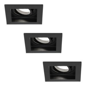 HOFTRONIC™ 3x Durham dimbare LED inbouwspots - Kantelbaar - Vierkant - Verzonken - Zwart - 5W - GU10 - Plafondspots - 6000K daglicht licht - IP20 ~ Spinze.nl