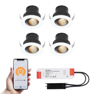 HOFTRONIC™ 4x Medina witte Smart LED Inbouwspots complete set - Wifi & Bluetooth - 12V - 3 Watt - 2700K warm wit ~ Spinze.nl