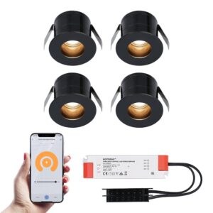 HOFTRONIC™ 4x Olivia zwarte Smart LED Inbouwspots complete set - Wifi & Bluetooth - 12V - 3 Watt - 2700K warm wit ~ Spinze.nl
