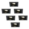HOFTRONIC™ 6x Durham dimbare LED inbouwspots - Kantelbaar - Vierkant - Verzonken - Zwart - 5W - GU10 - Plafondspots - 2700K warm licht - IP20 ~ Spinze.nl