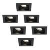 HOFTRONIC™ 6x Durham dimbare LED inbouwspots - Kantelbaar - Vierkant - Verzonken - Zwart - 5W - GU10 - Plafondspots - 4000K neutraal licht - IP20 ~ Spinze.nl
