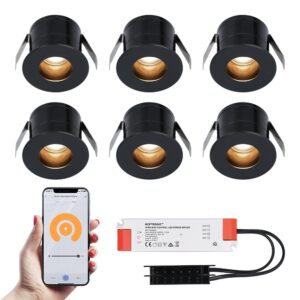 HOFTRONIC™ 6x Olivia zwarte Smart LED Inbouwspots complete set - Wifi & Bluetooth - 12V - 3 Watt - 2700K warm wit ~ Spinze.nl