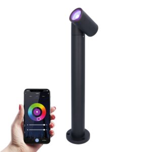 HOFTRONIC™ Amy smart sokkellamp - RGBWW - WiFi & Bluetooth - GU10 lichtbron - 45 cm - Padverlichting - Tuinspot - Voor buiten - Dimbaar via app - Kantelbaar - Google Assistant & Amazon Alexa - Zwart ~ Spinze.nl