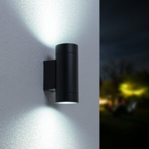 HOFTRONIC™ Cali dimbare LED wandlamp - 6000K daglicht wit - GU10 - 10 watt - Up & Down light - IP65 - Dubbelzijdig - Zwart ~ Spinze.nl