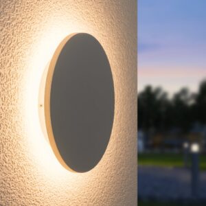 HOFTRONIC™ Casper XL LED Wandlamp Grijs - 3000K warm wit - 9 Watt - Rond - Muurlamp voor binnen en buiten ~ Spinze.nl