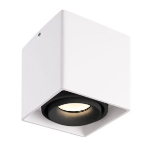 HOFTRONIC™ Dimbare LED Opbouwspot plafond Esto Wit met zwarte afdekring IP20 kantelbaar excl. GU10 lichtbron ~ Spinze.nl