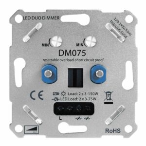 HOFTRONIC™ LED Duo Dimmer inbouw - 2x3-75 Watt - Fase afsnijding ~ Spinze.nl