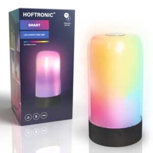 HOFTRONIC™ Loki smart LED tafellamp - RGB - WiFi & Bluetooth - Flow Color - Ambient lamp - Muziek gestuurd - Lavalamp effect - 8 Watt - Google assistant & Amazon Alexa ~ Spinze.nl