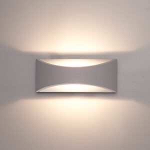 HOFTRONIC™ Lowa LED wandlamp - 3000K warm wit - 6 Watt - Up & down light - IP54 voor binnen en buiten - Moderne muurlamp - Tweezijdig - Grijs ~ Spinze.nl