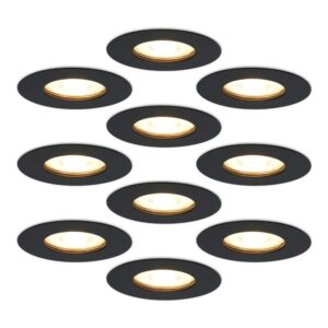 HOFTRONIC™ Set van 10 Bari - LED Inbouwspots Dimbaar Zwart - IP65 waterdicht voor badkamer
