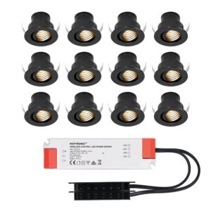 HOFTRONIC™ Set van 12 12V 3W - Mini LED Inbouwspot - Zwart - Kantelbaar & verzonken - Verandaverlichting - IP44 voor buiten - 2700K - Warm wit ~ Spinze.nl