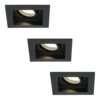 HOFTRONIC™ Set van 3 Fresno LED inbouwspots vierkant - Kantelbaar - 5W 400lm - GU10 2700K Warm wit Dimbaar - Zwart - IP20 Plafondspots voor binnen ~ Spinze.nl